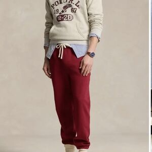 NWT Polo Ralph Lauren Signature Cotton Blend Fleece Sweatpants Size XL Deep Red